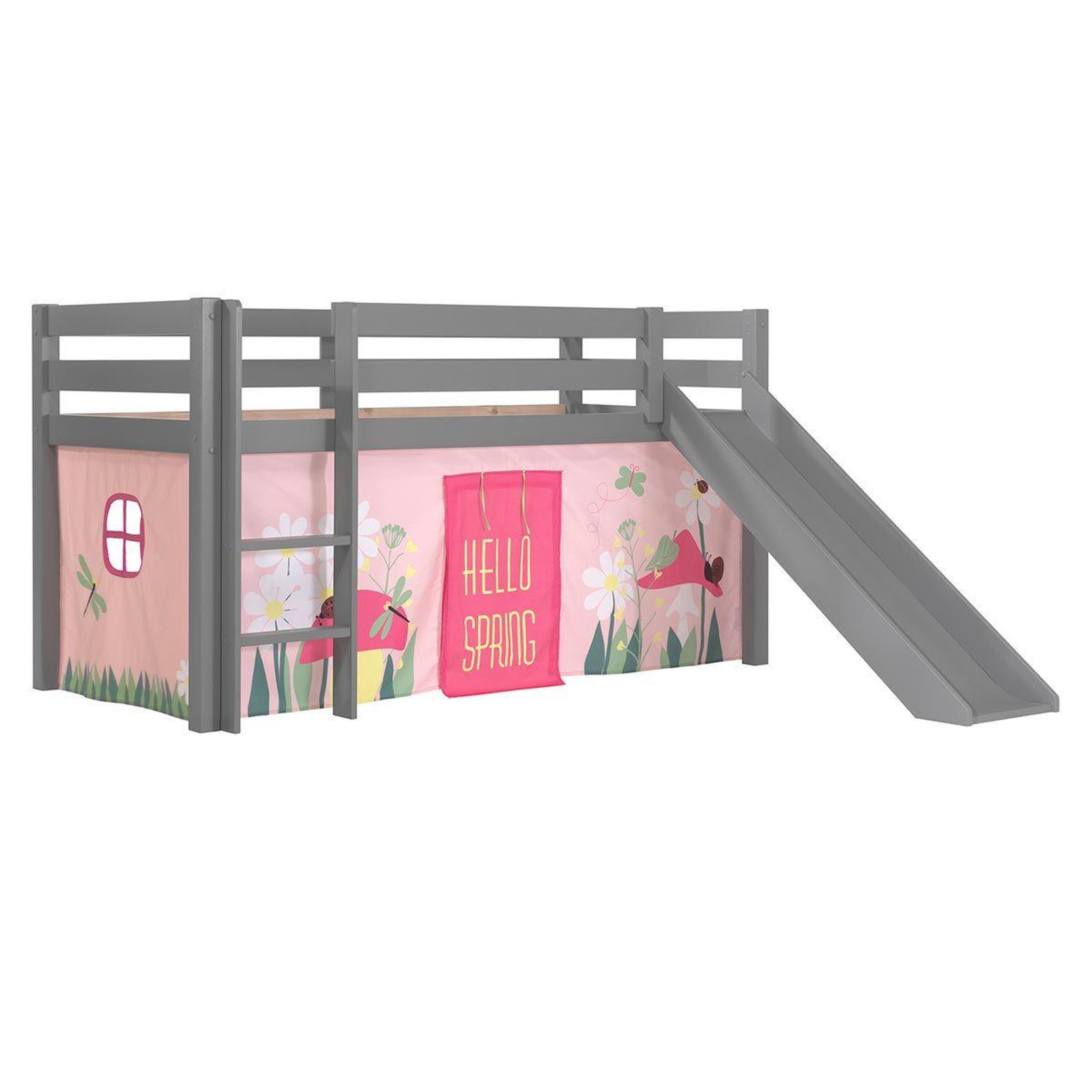Voir la diapositive 1 : Paris Prix Pack - Lit Enfant Toboggan & Tente  Pino Spring  Gris