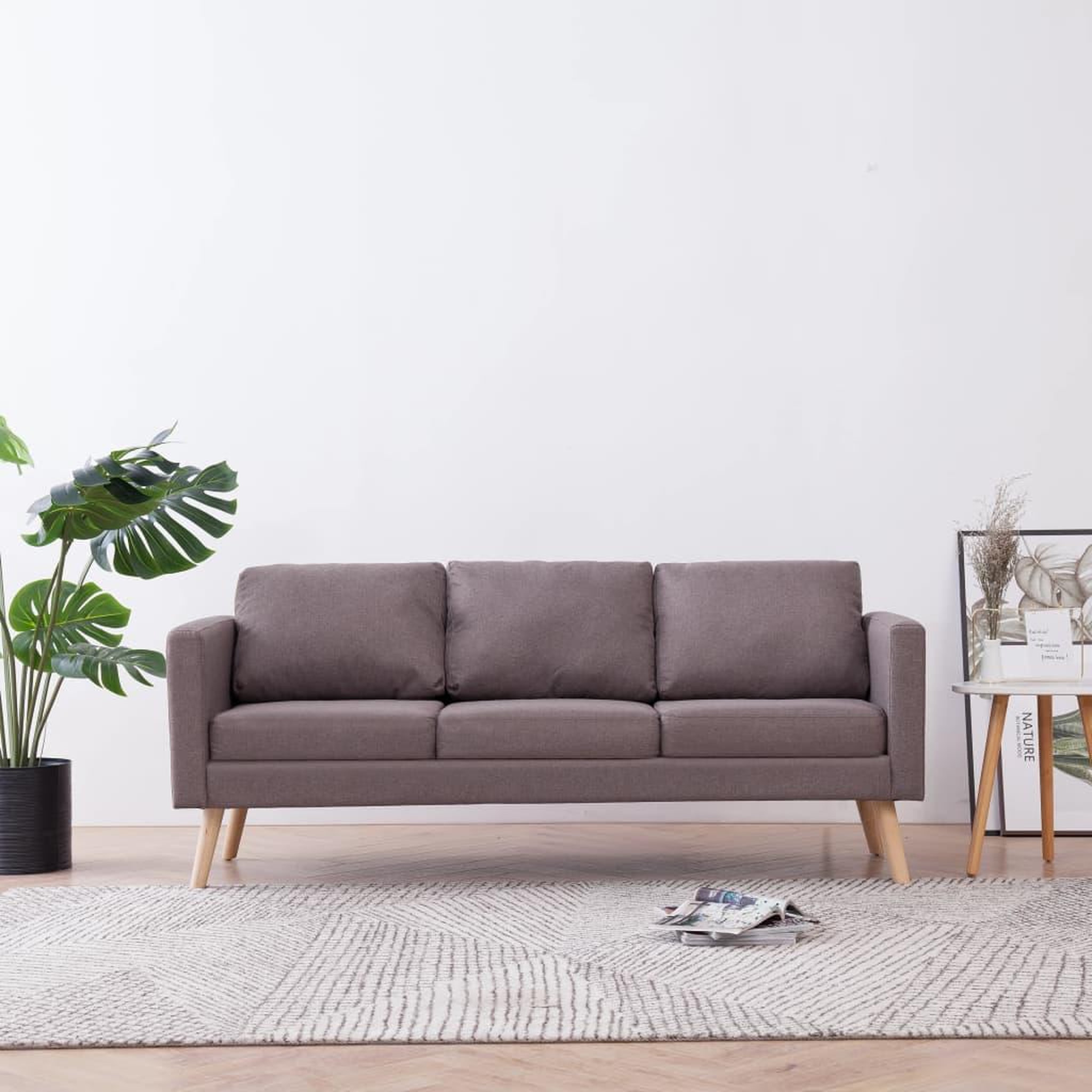 Voir la diapositive 1 : VIDAXL Canape a 3 places tissu taupe