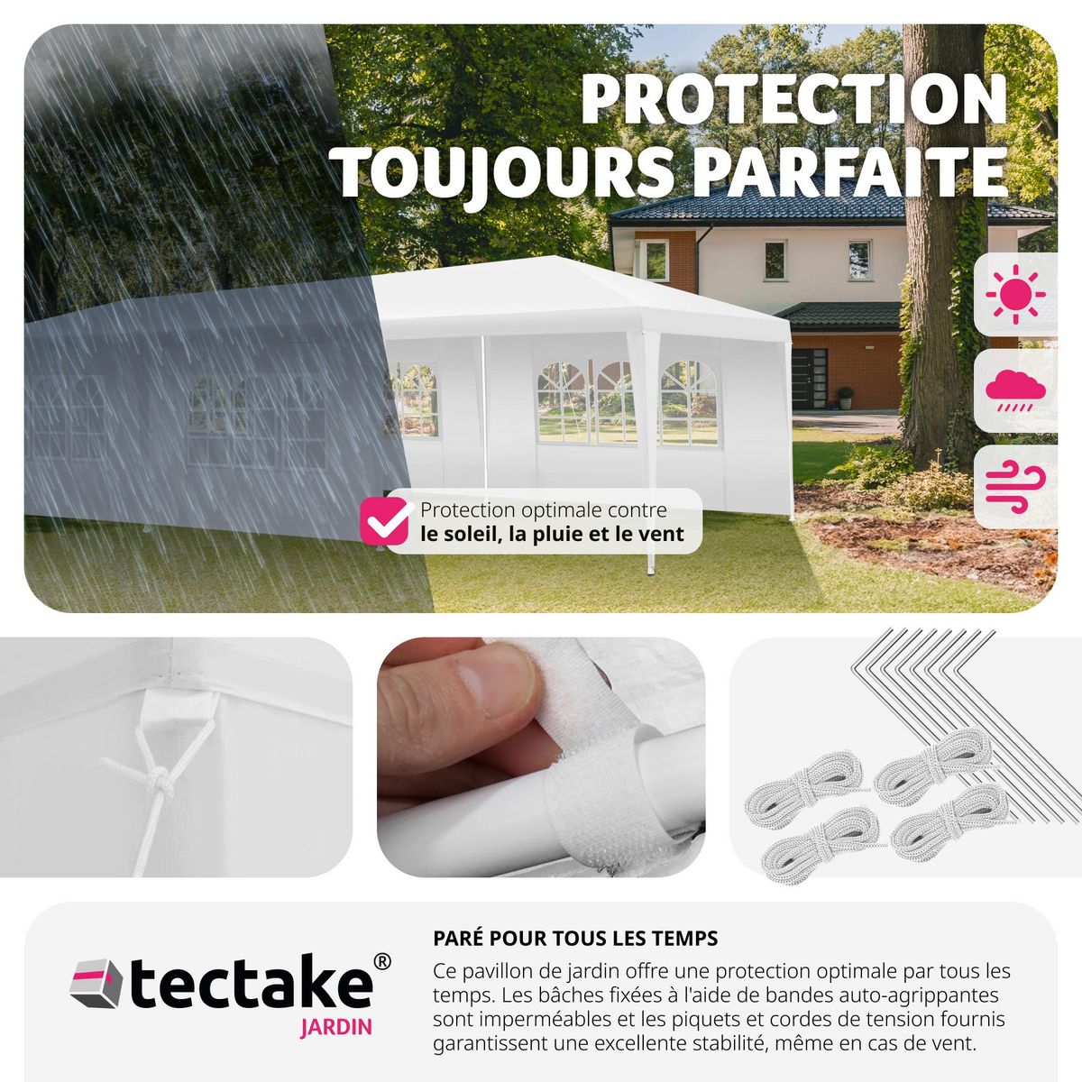 tectake Barnum Tente de réception Chapiteau 9 x 3 m blanc