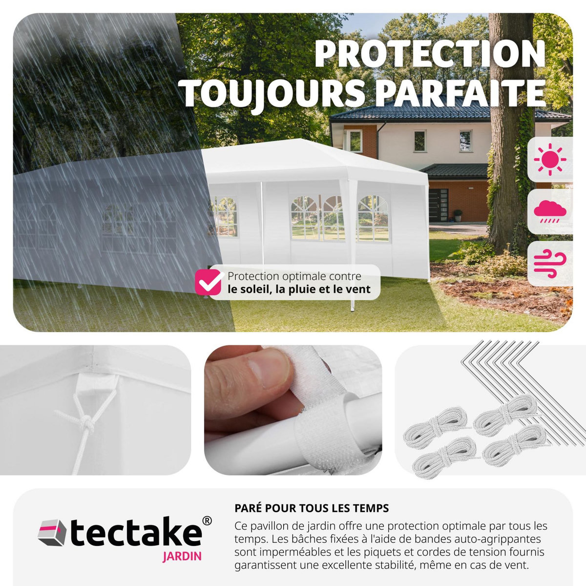 tectake Barnum Tente de réception Chapiteau 9 x 3 m blanc