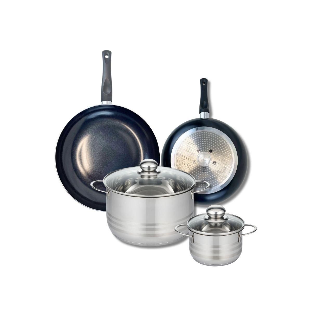 666 Barcelona Ensemble de 2 Poêles de cuisson 24 et 28 cm et 2 faitouts 16 et 24 cm Elo Prima Brillant