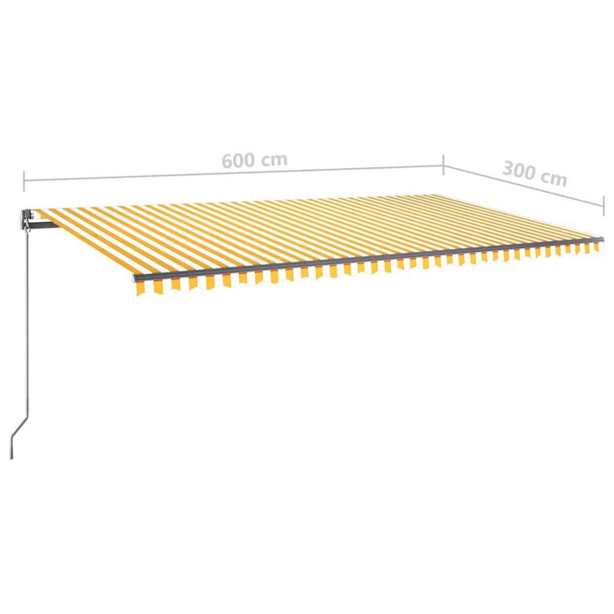 VIDAXL Auvent automatique capteur de vent/LED 600x300cm Jaune et blanc