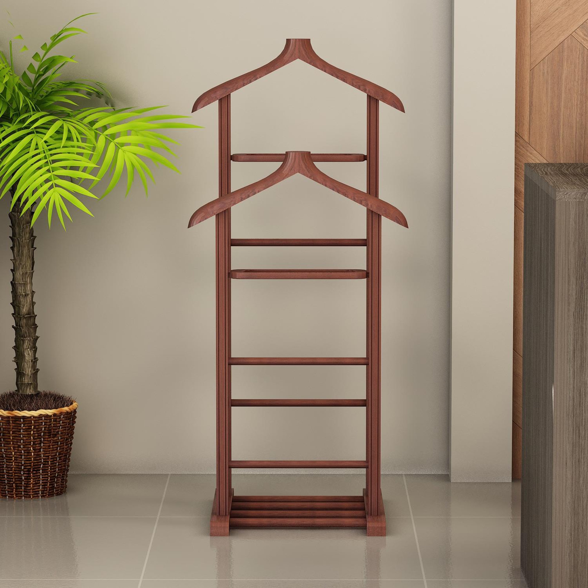 Voir la diapositive 3 : Habitat et Jardin Portant à vêtement en bois  beta  - 33 x 46 x 120 cm - marron