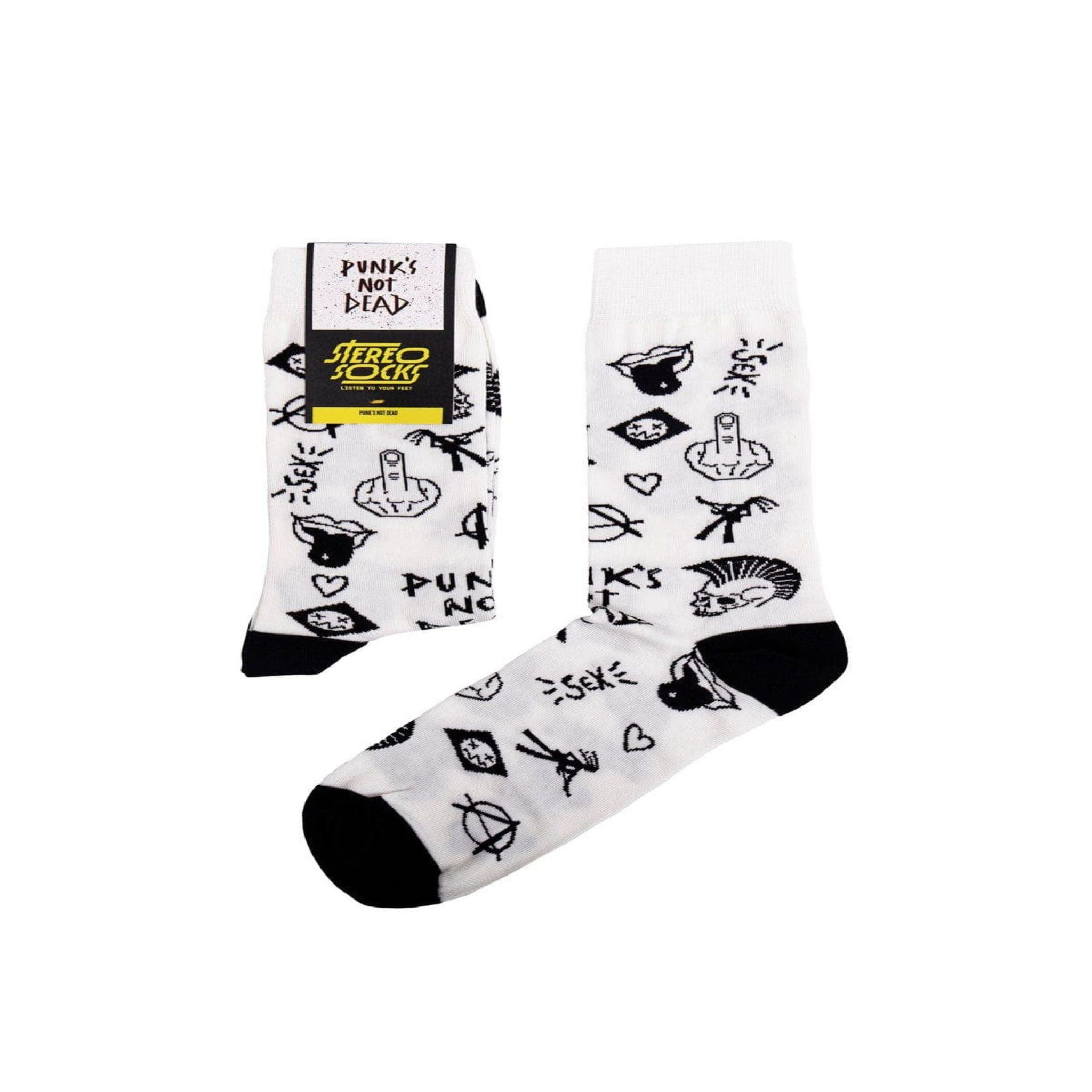 SOCK AFFAIRS Chaussettes rock punk's not dead. Coloris disponibles : Blanc