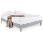 IDIMEX Sommier tapissier BREST 160 x 200 cm revêtement tissu. Coloris disponibles : Beige