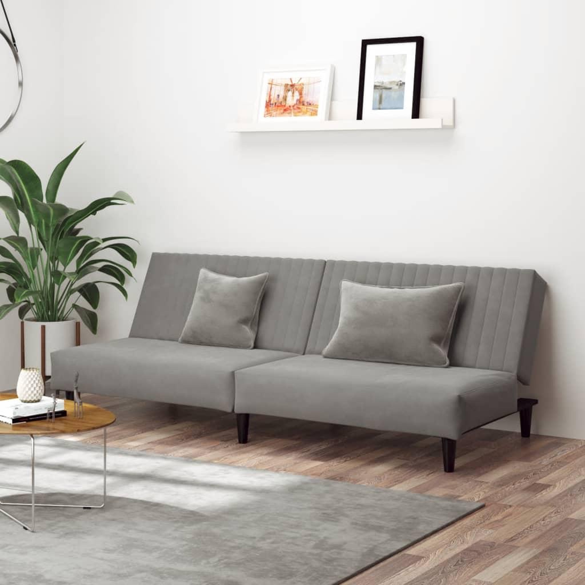 VIDAXL Canape-lit a 2 places gris clair velours