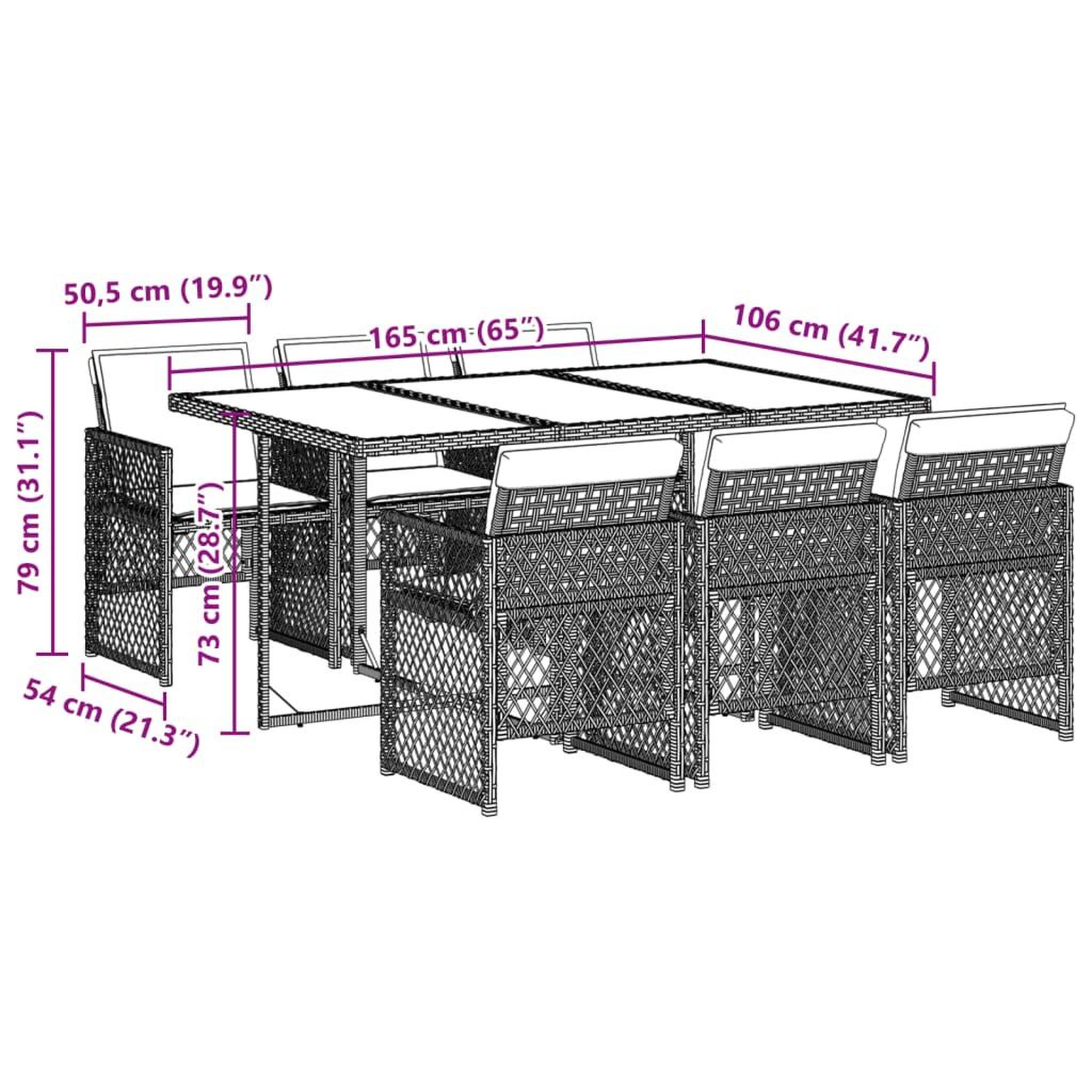 Voir la diapositive 6 : VIDAXL Ensemble a manger de jardin coussins 7 pcs noir resine tressee