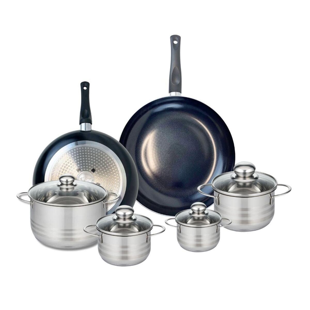 ELO Ensemble de 2 Poêles de cuisson 28 et 32 cm et 4 faitouts 12, 14, 16 et 20 cm Elo Prima Brillant