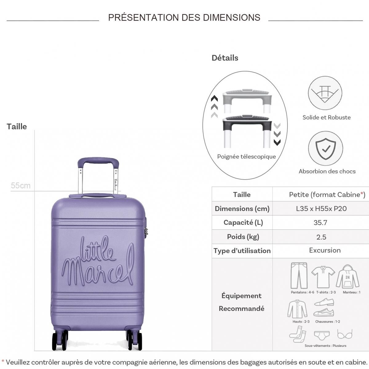 Little Marcel Valise cabine passe-partout rigide 55 cm