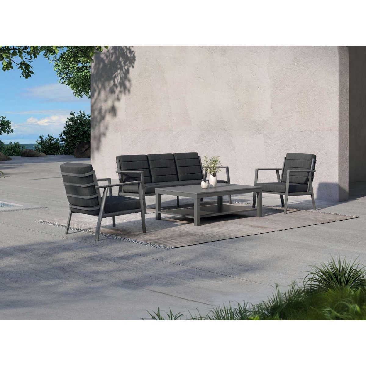 JARDIDECO Salon de jardin Catalina structure aluminium - 5 places - Jardideco