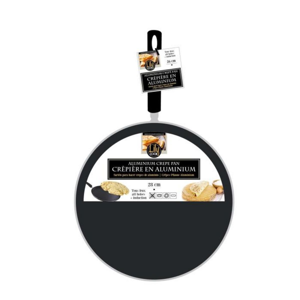 Paris Prix Crêpière en Aluminium  Tous feux  28cm Noir