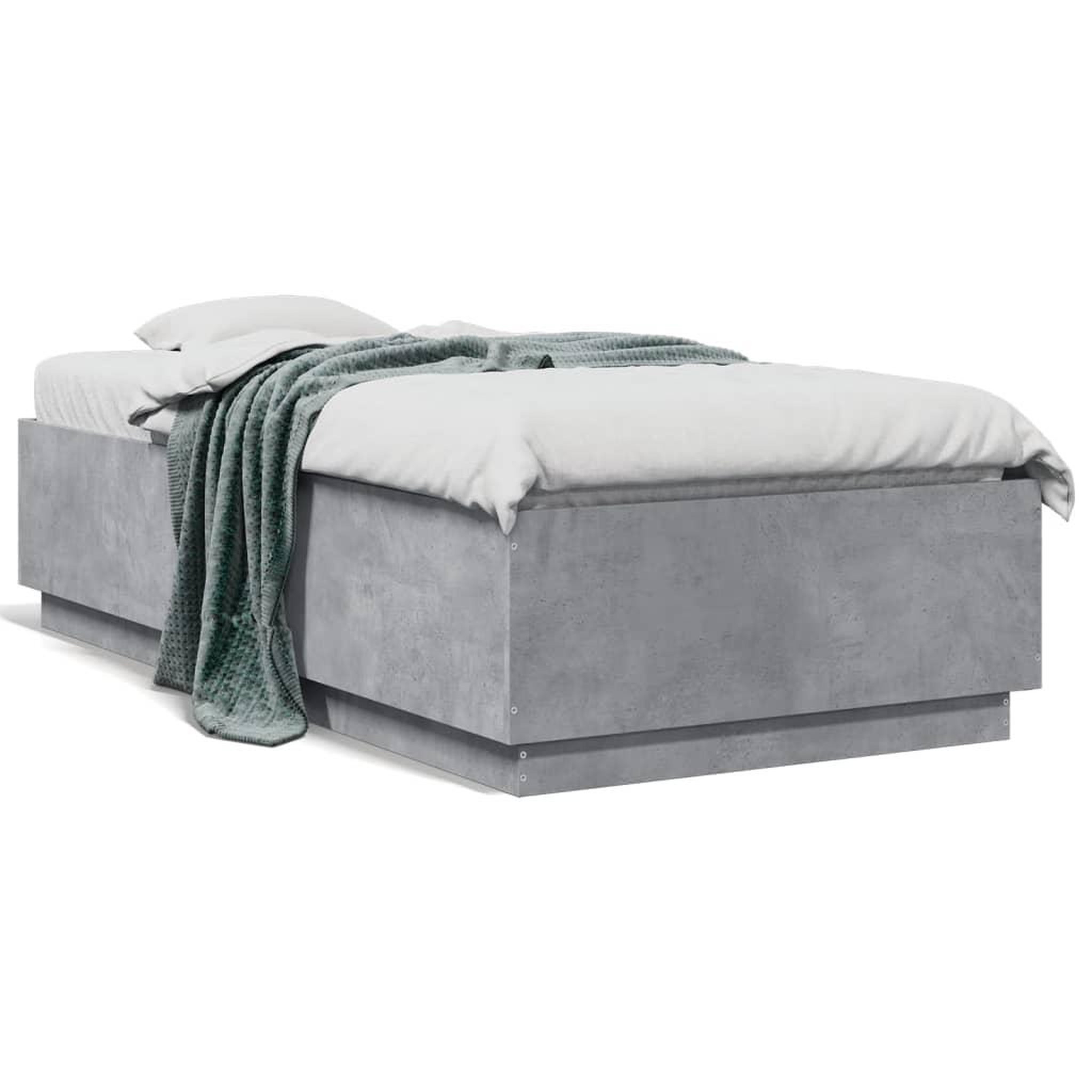 Voir la diapositive 5 : VIDAXL Cadre de lit avec LED sans matelas gris beton 90x190 cm
