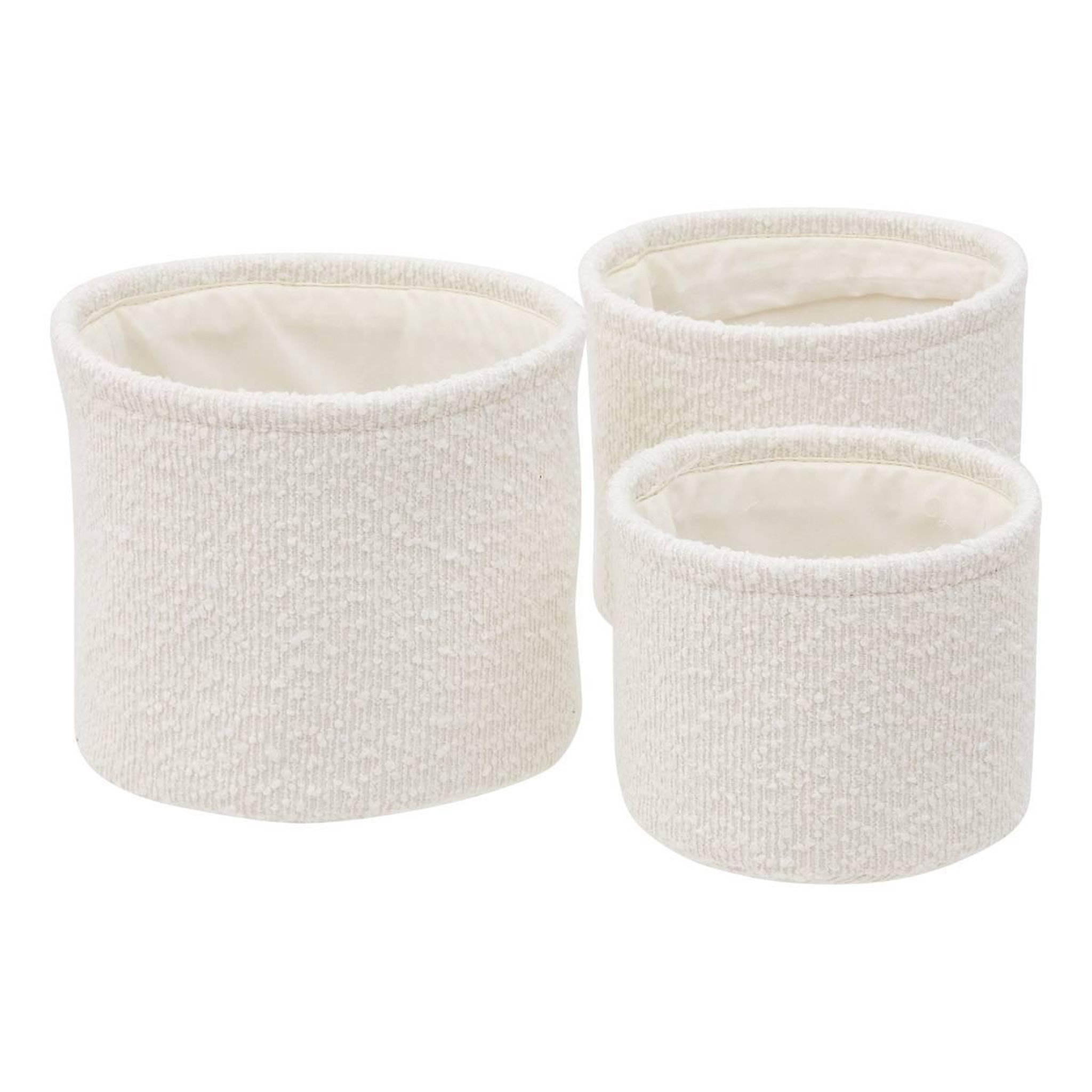 FIVE Lot de 3 Paniers de Rangement Bouclette  Yla  18cm Blanc