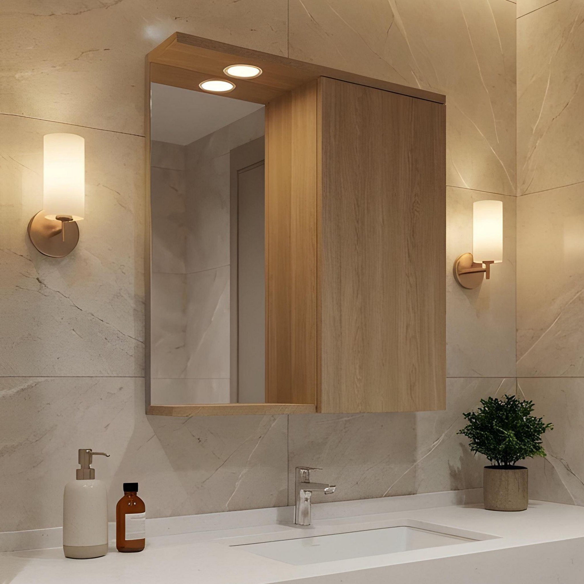 Voir la diapositive 2 : Habitat et Jardin Meuble Salle de Bain avec Miroir  Purus 55  - 56 x 18 x 68 cm - Sonomo Oak