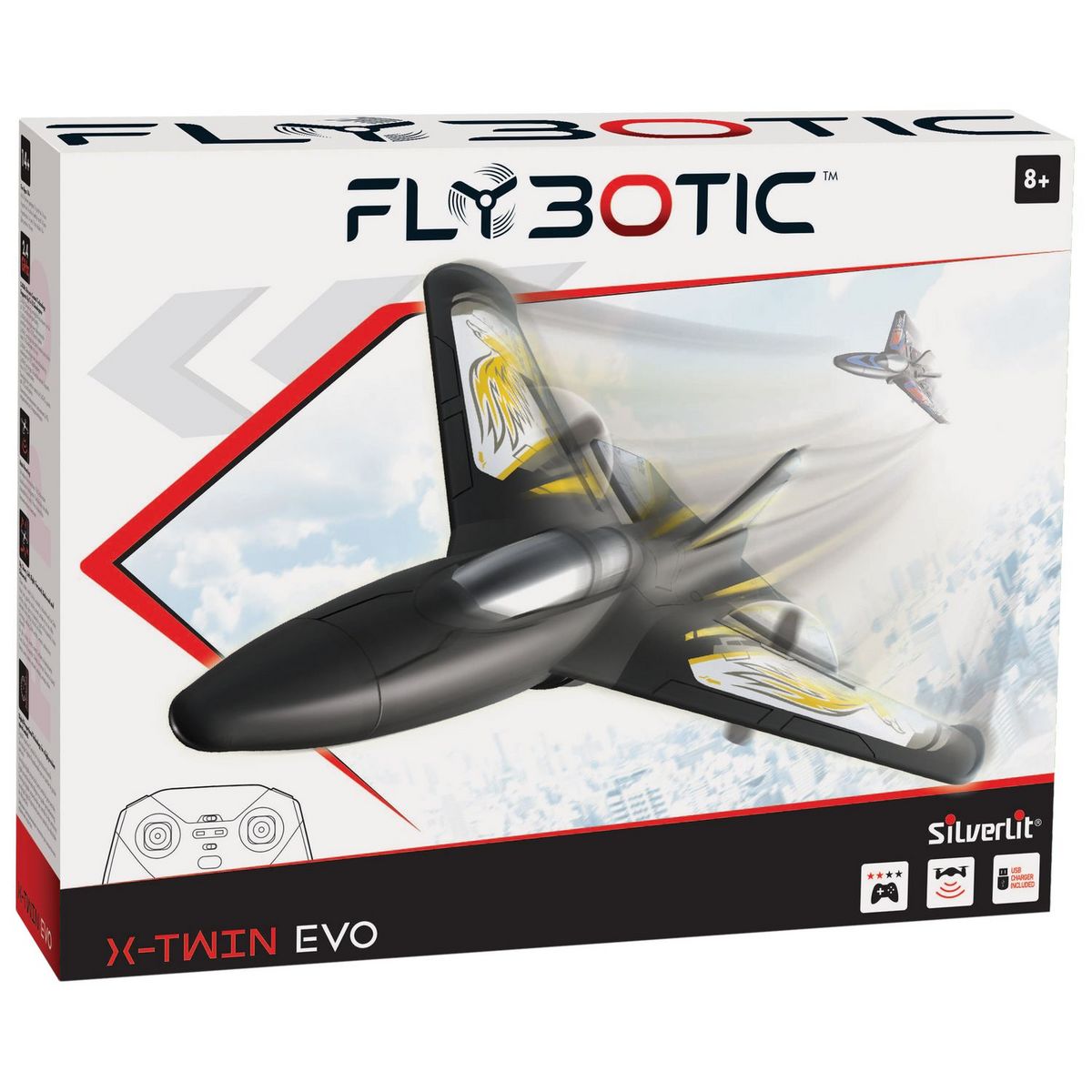 SILVERLIT Flybotic by Silverlit - Avion Télécommandé X-Twin 30 cm jaune