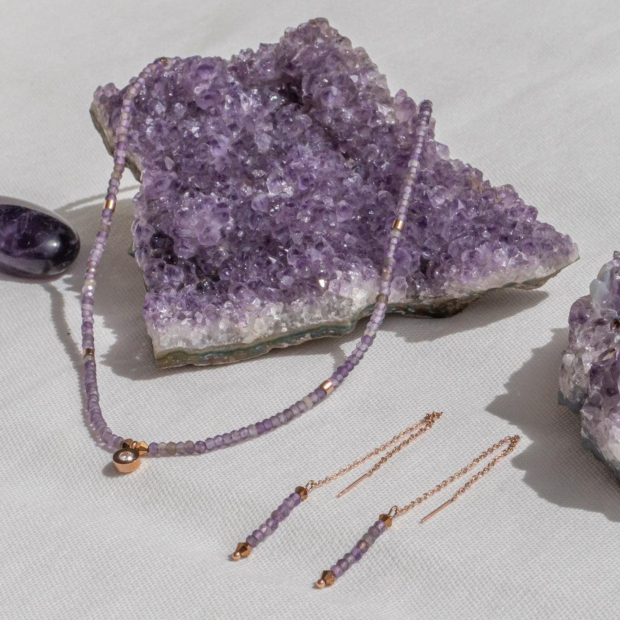 Voir la diapositive 4 : SLOYA Boucles d'oreilles pendantes Lumia en pierres Améthyste