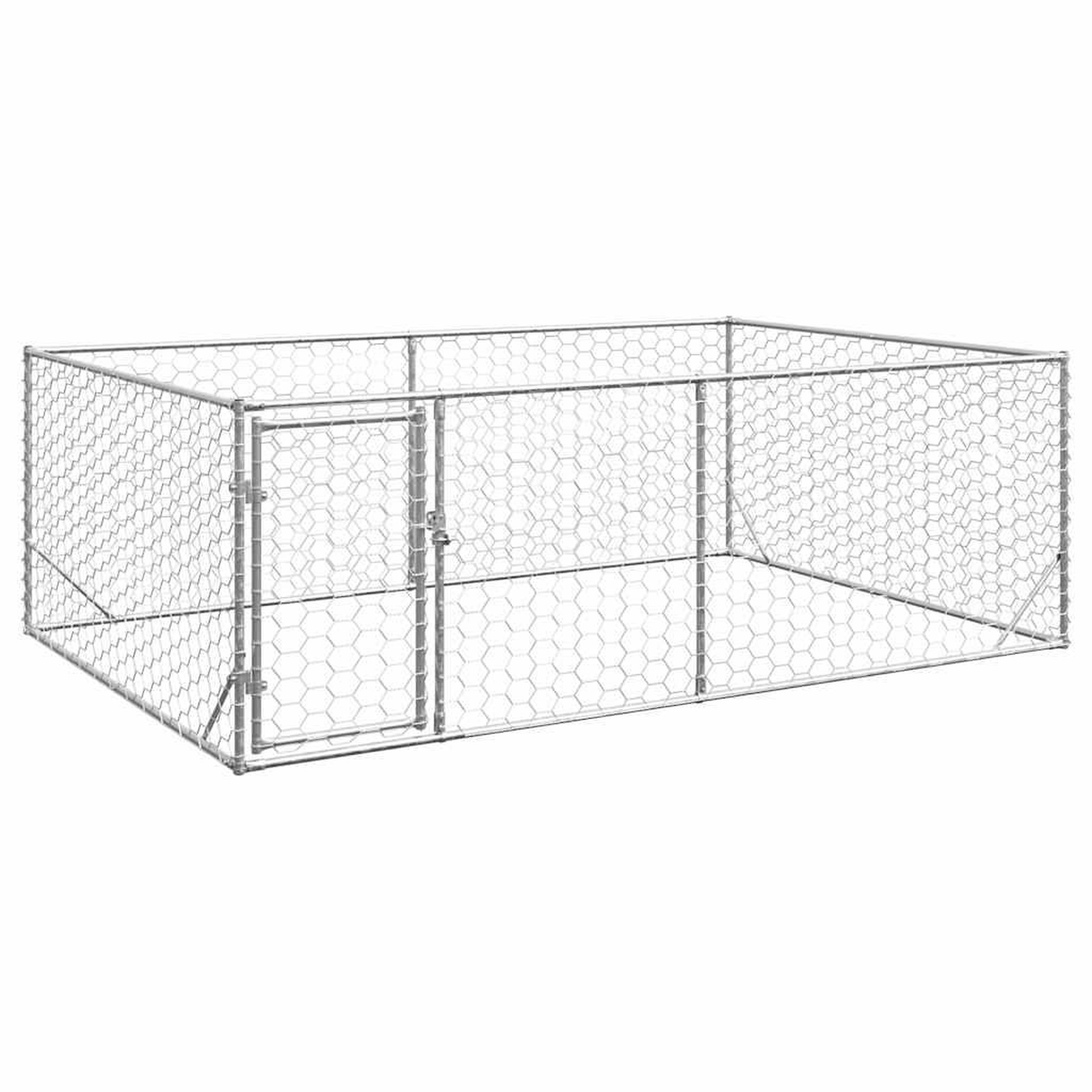 VIDAXL Chenil d'exterieur pour chiens porte 3x2x1 m acier galvanise