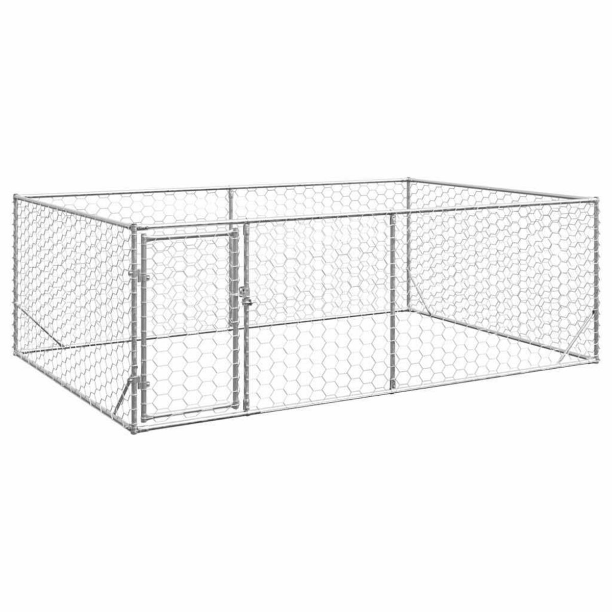 VIDAXL Chenil d'exterieur pour chiens porte 3x2x1 m acier galvanise