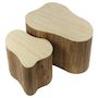 Voir la diapositive 3 : LISA DESIGN Jade - lot de 2 tables basses gigognes effet travertin - pieds en bois massif de manguier - 90 et 61 cm