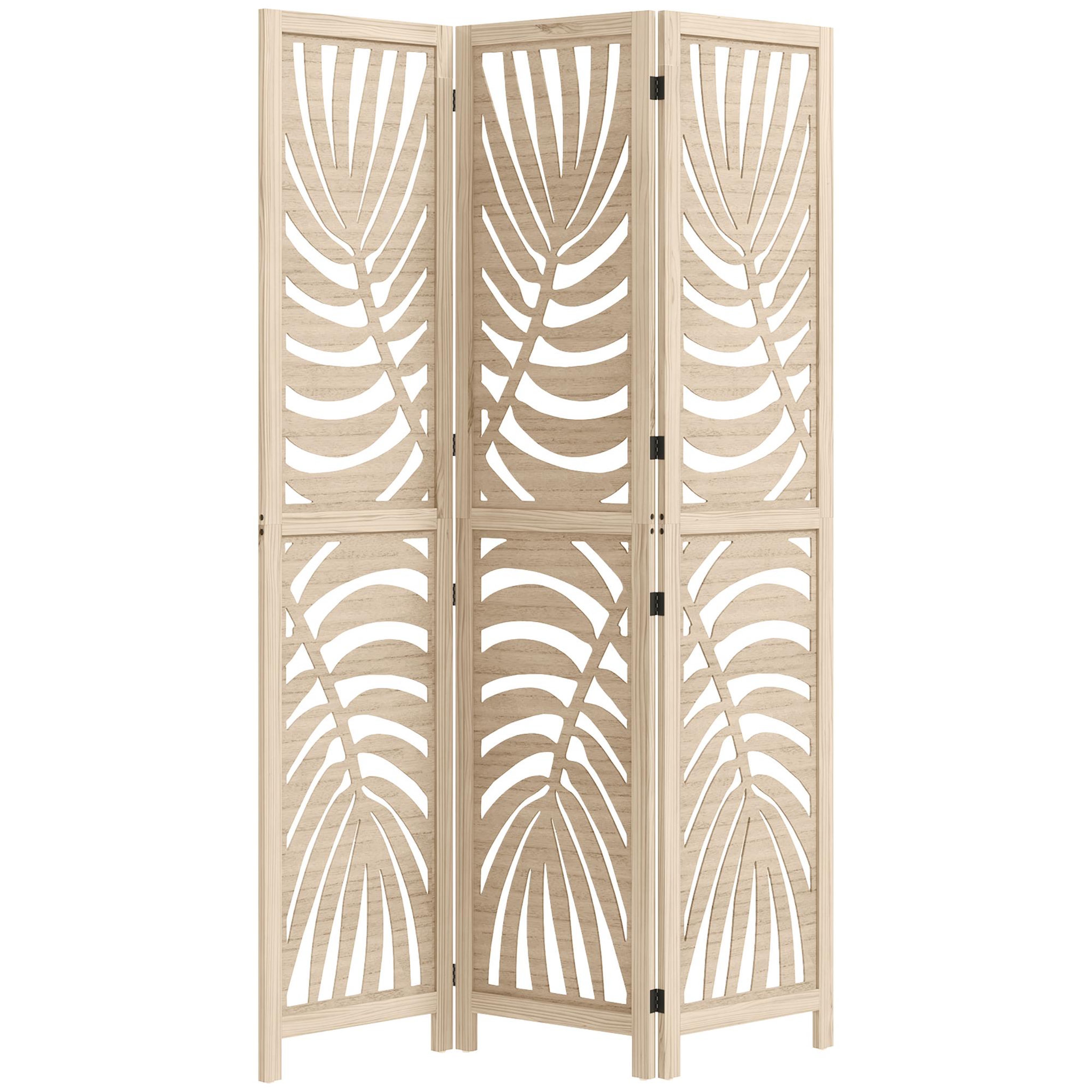 Voir la diapositive 5 : HOMCOM Paravent interieur 4 panneaux style exotique - séparateur pliable ajustable 2 parties - bois ajouré feuilles