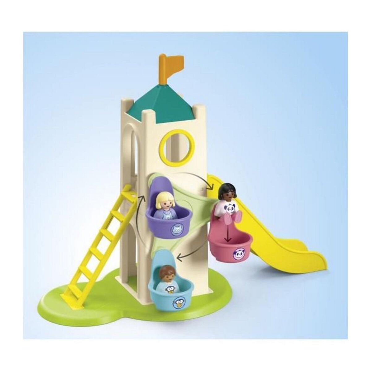 PLAYMOBIL PLAYMOBIL Junior 71703 Aire de jeux avec toboggan géant Comprend cinq personnages, un toboggan et des accessoires - Des 1 an