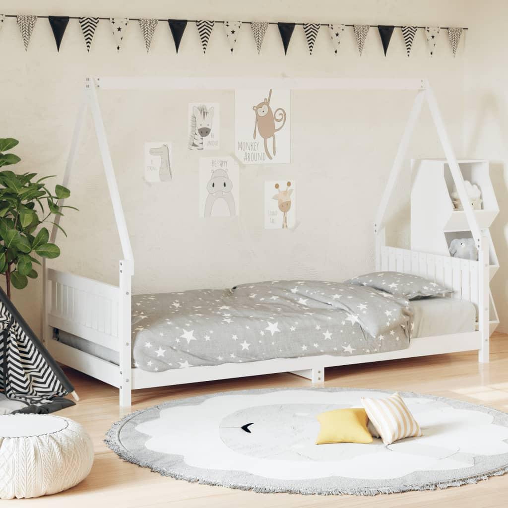 VIDAXL Cadre de lit pour enfants blanc 90x200 cm bois de pin massif