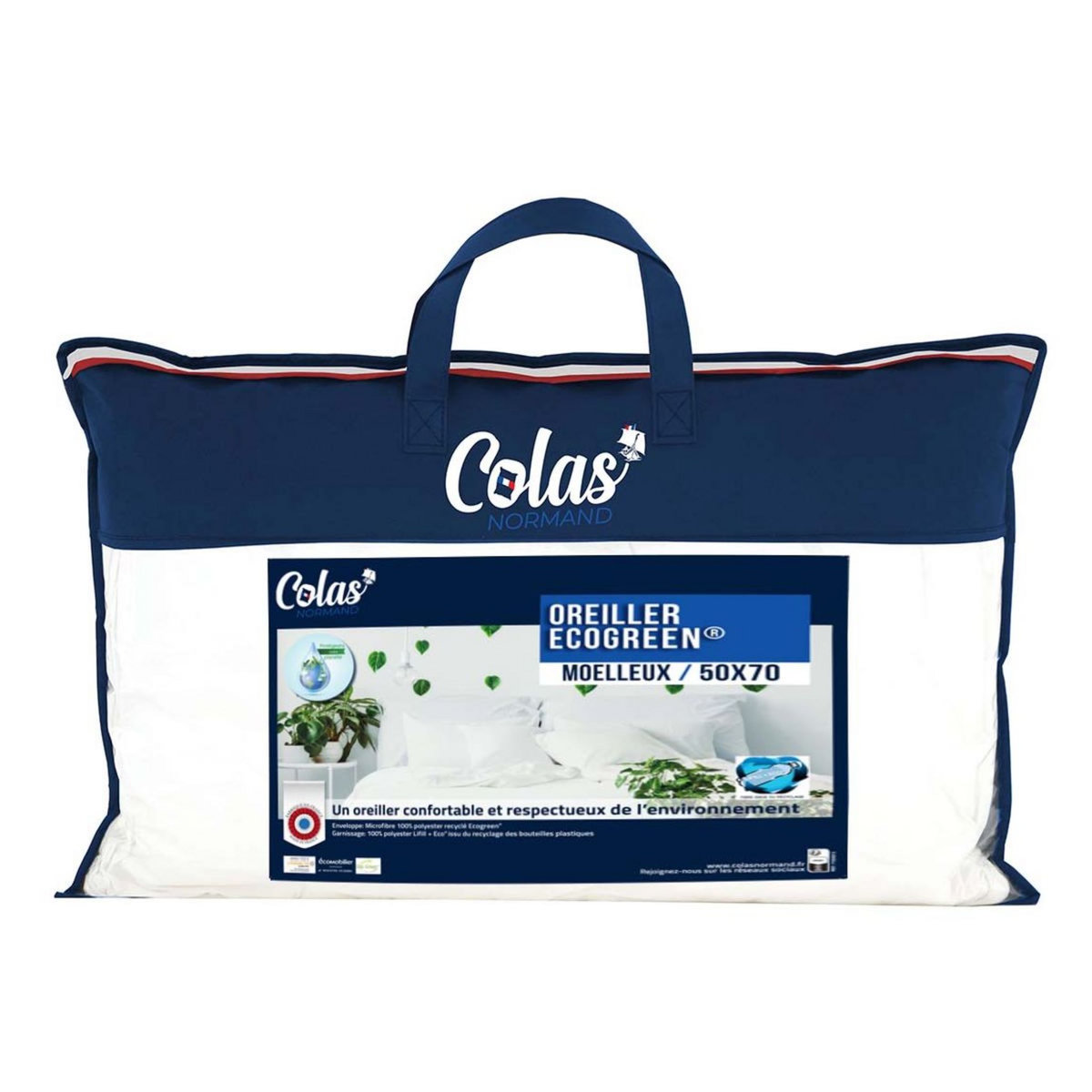 COLAS NORMAND Oreiller confort moelleux anti acariens anti bactériens