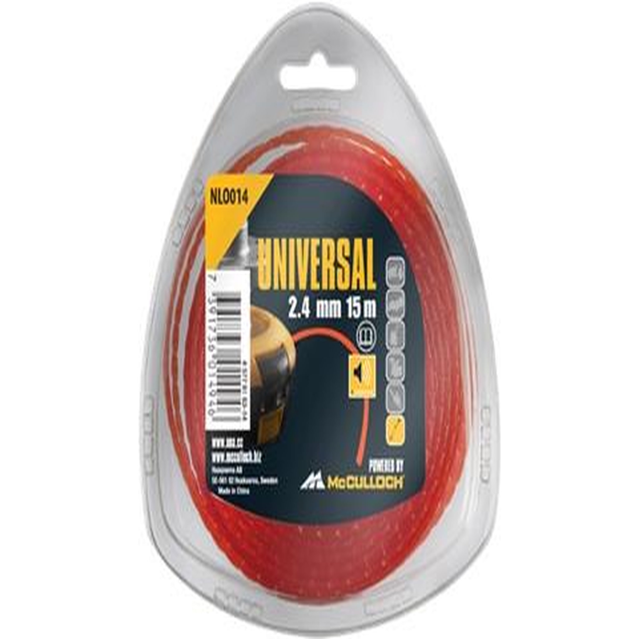 MCCULLOCH Fil nylon rond de débroussailleuse NLO014 2,4mm x 15 m Anti-Bruit
