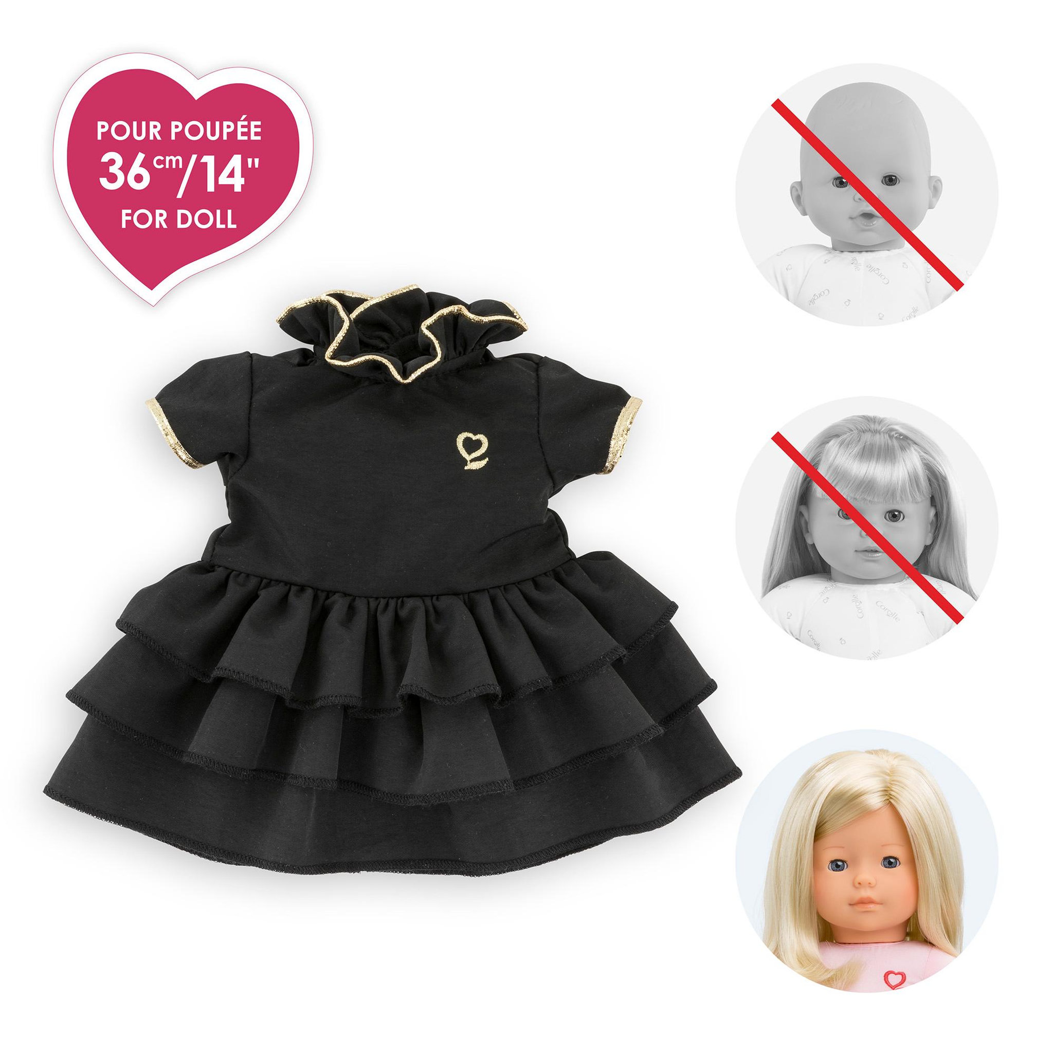 Voir la diapositive 4 : Corolle Petite Robe Noire pour poupée ma Corolle