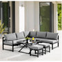 Voir la diapositive 2 : MARKET24 Salon de jardin avec structure en aluminium avec coussins - 7 personnes - Hipu - Gris