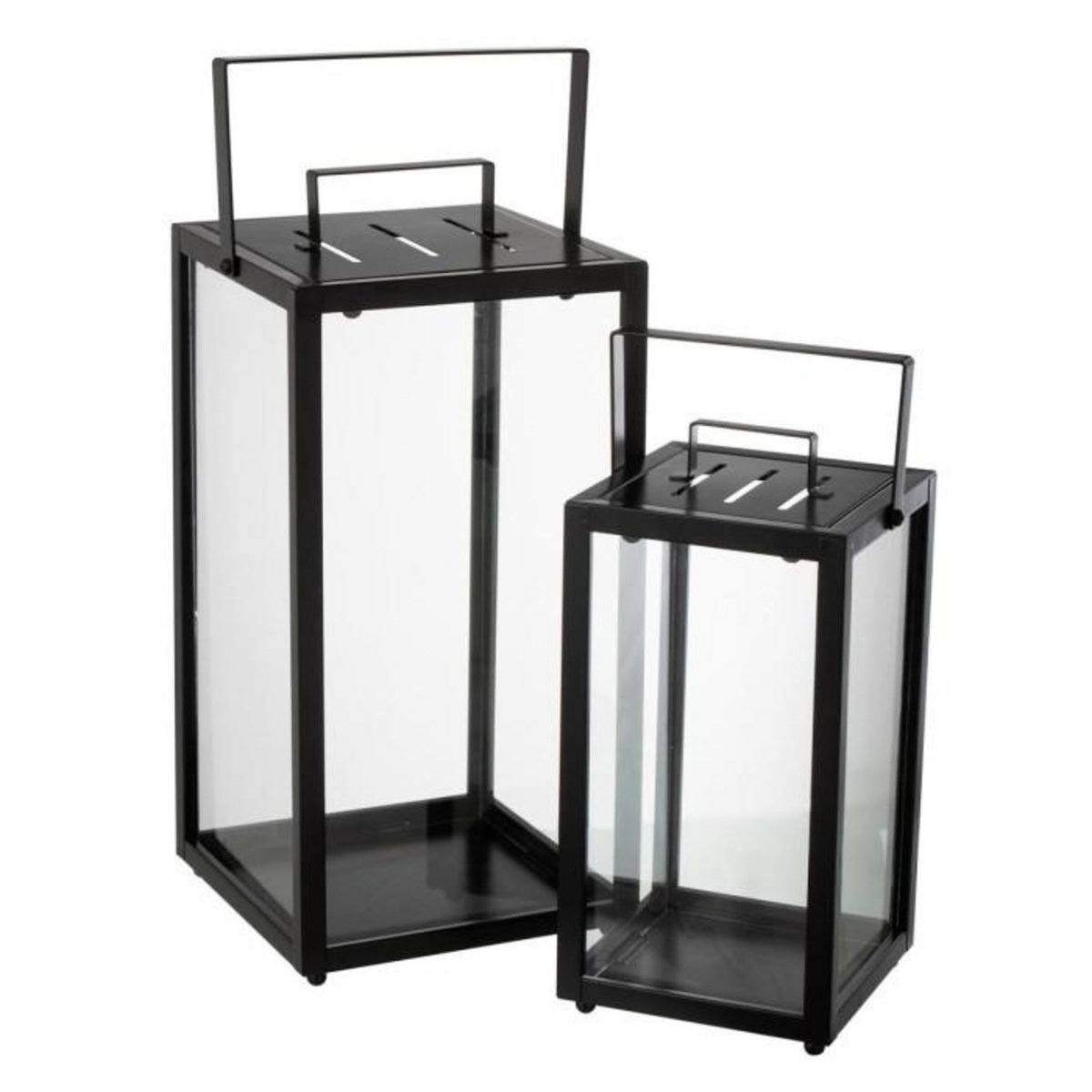 Paris Prix Lot de 2 Lanternes en Verre  Alo  43cm Noir