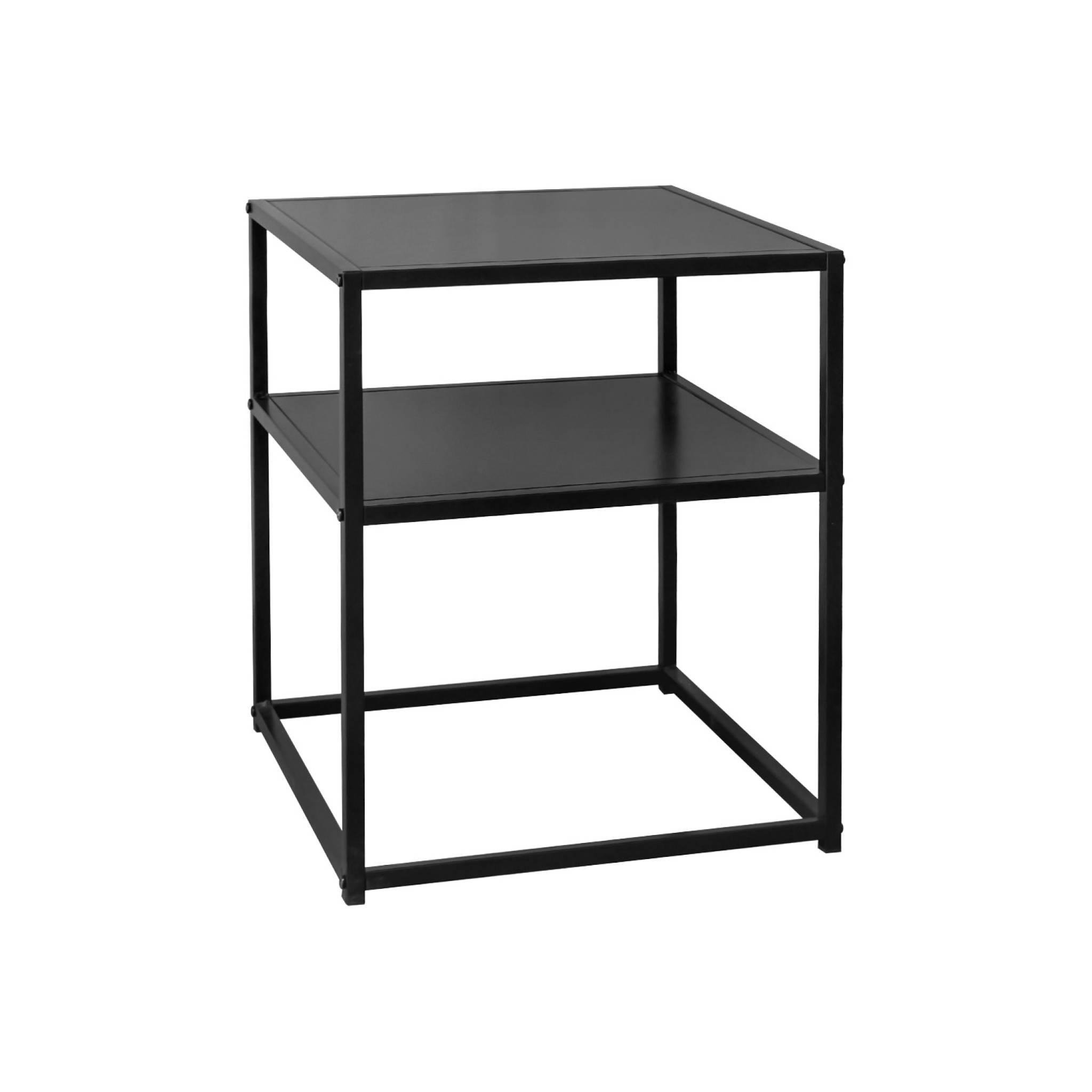 Voir la diapositive 6 : SWEEEK Lot de 2 Tables de chevet en métal noir. 1 étagère. INDUSTRIELLE L 43 x l 40 x H 52cm