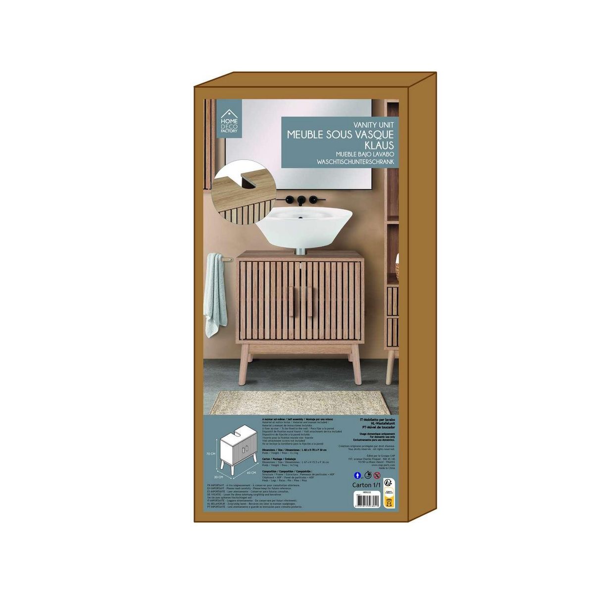 The Home Deco Factory Meuble sous vasque 2 portes Saulk - Marron