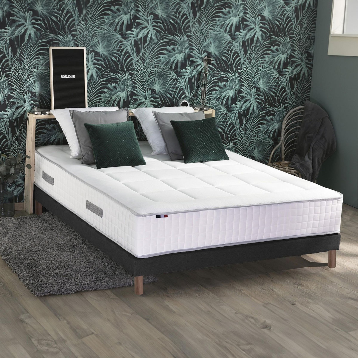 IDLITERIE Ensemble matelas Ressorts 7 zones H28cm + sommier PALACIO 2 FABRICATION FRANCAISE