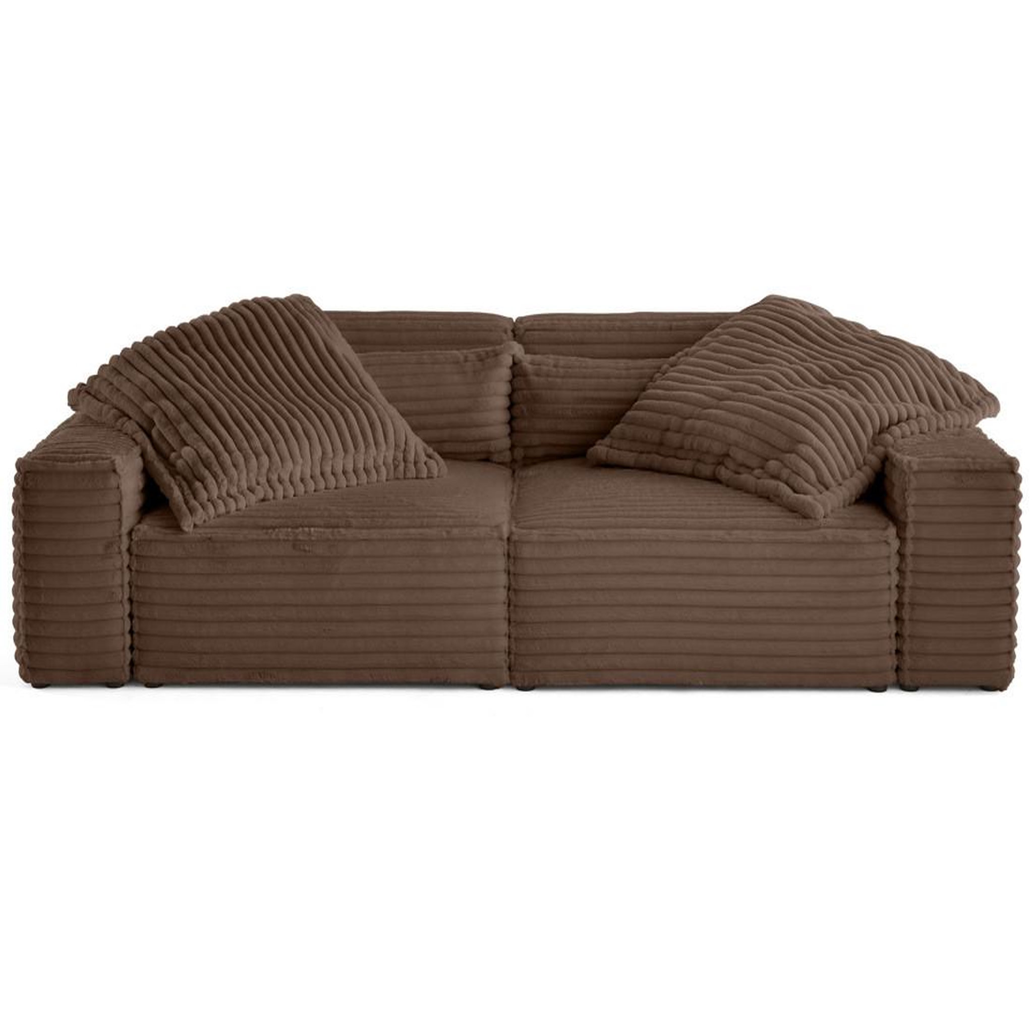 Voir la diapositive 1 : LISA DESIGN Richie - canapé droit 3 places avec double méridienne - assise profonde - en fausse fourrure côtelée