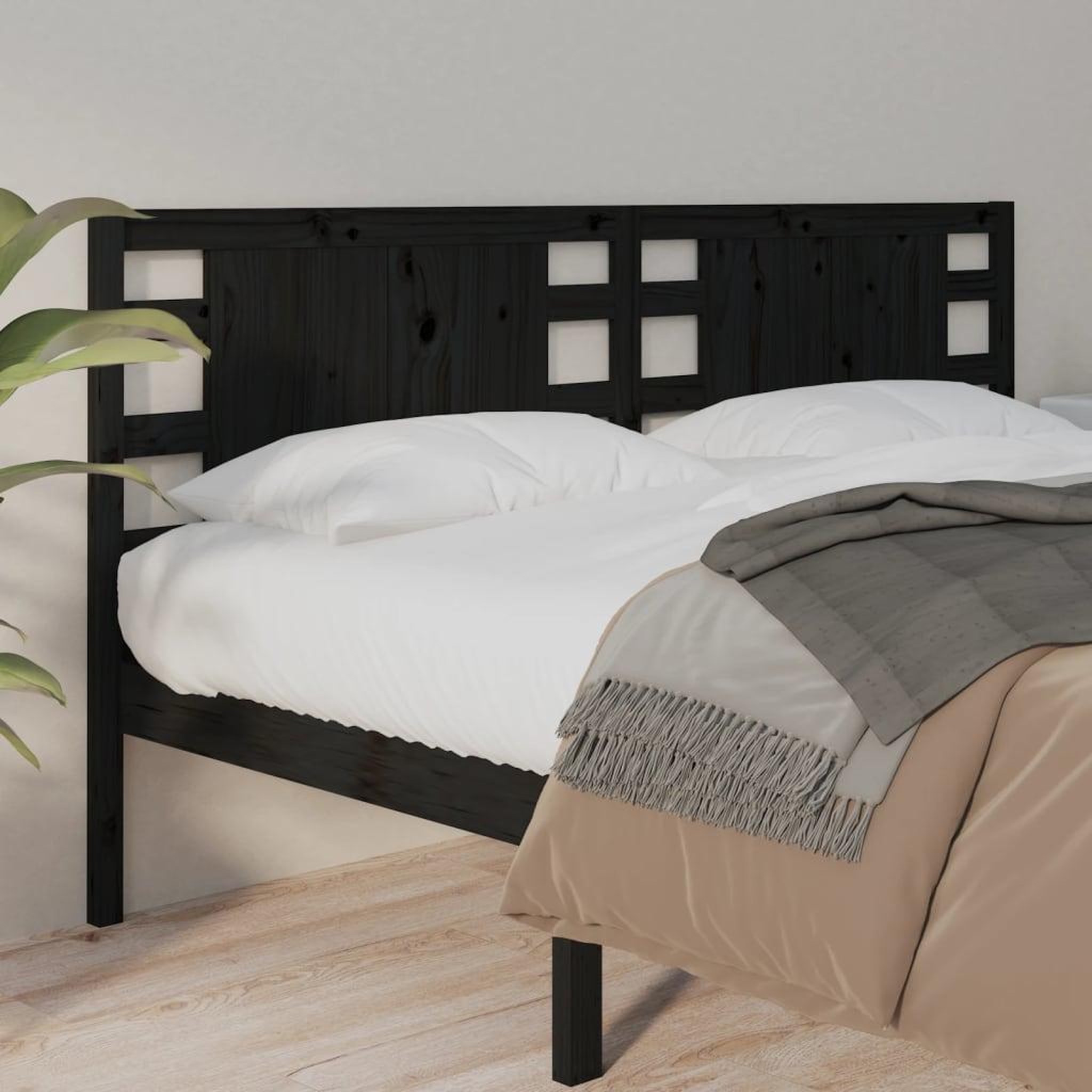 Voir la diapositive 1 : VIDAXL Tete de lit Noir 146x4x100 cm Bois massif de pin