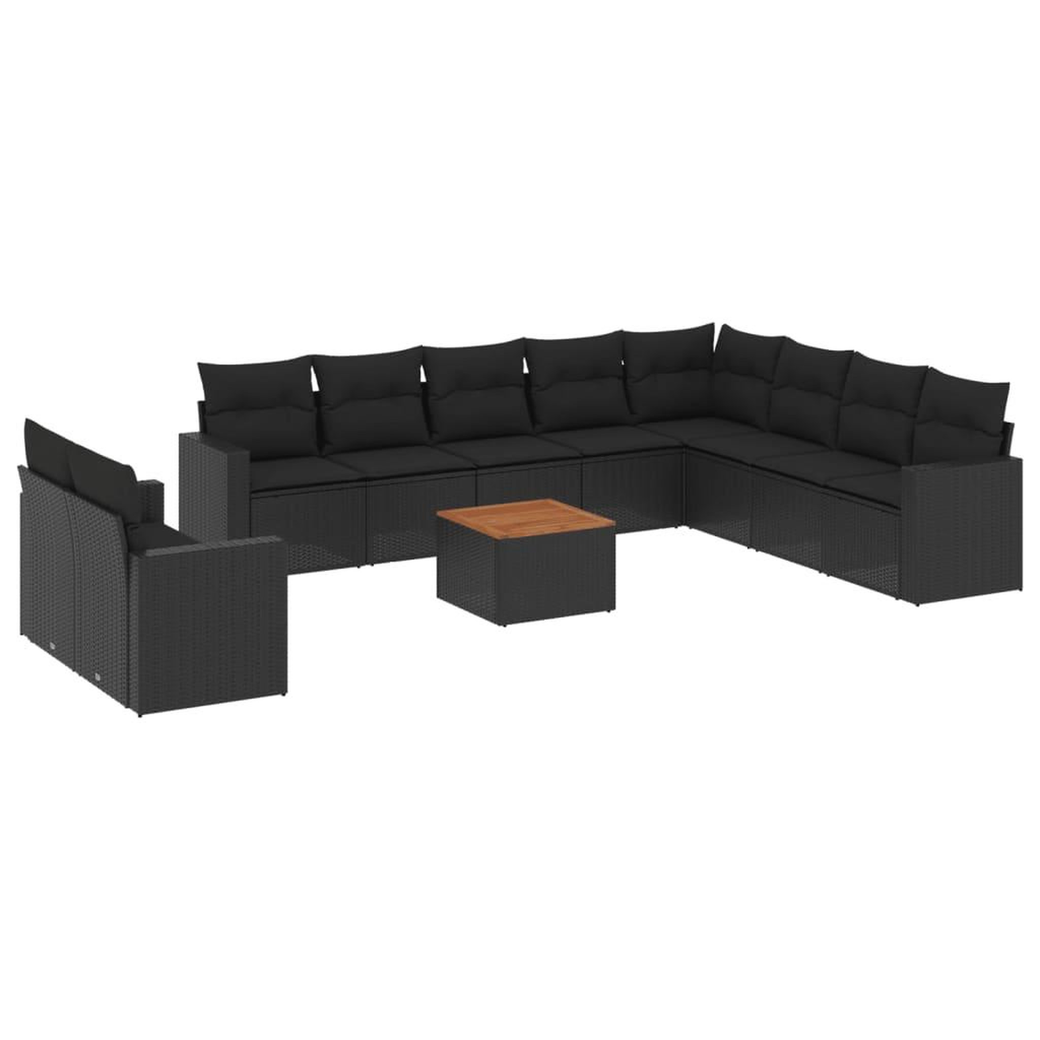 Voir la diapositive 2 : VIDAXL Salon de jardin 11 pcs avec coussins noir resine tressee
