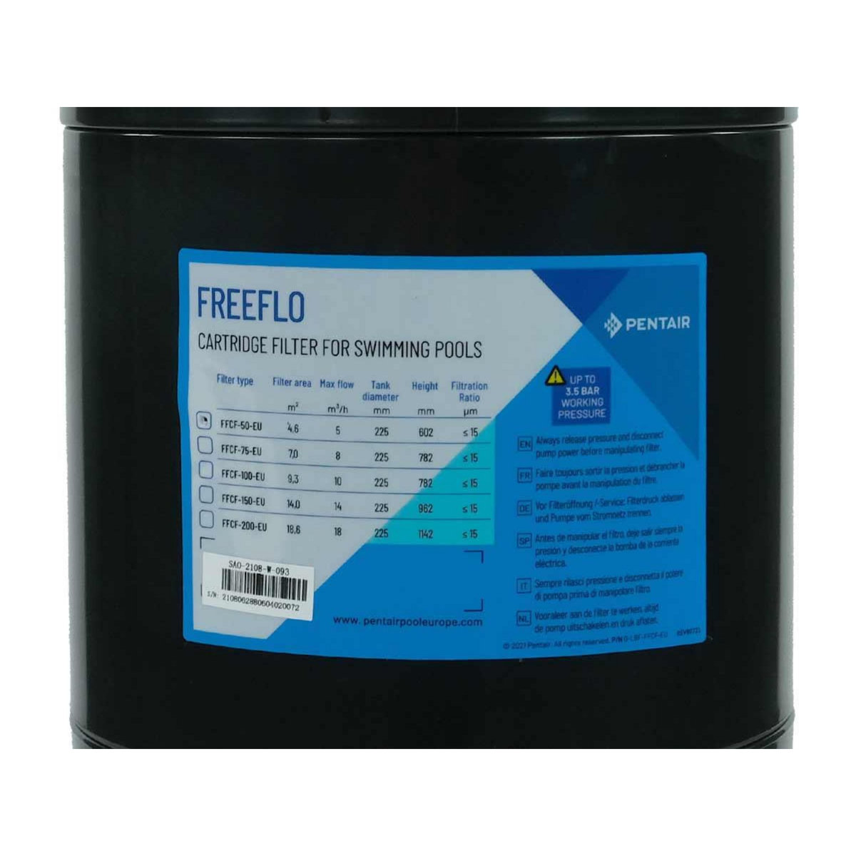 Pentair Filtre à cartouche FreeFlo 5 m³/h - Pentair