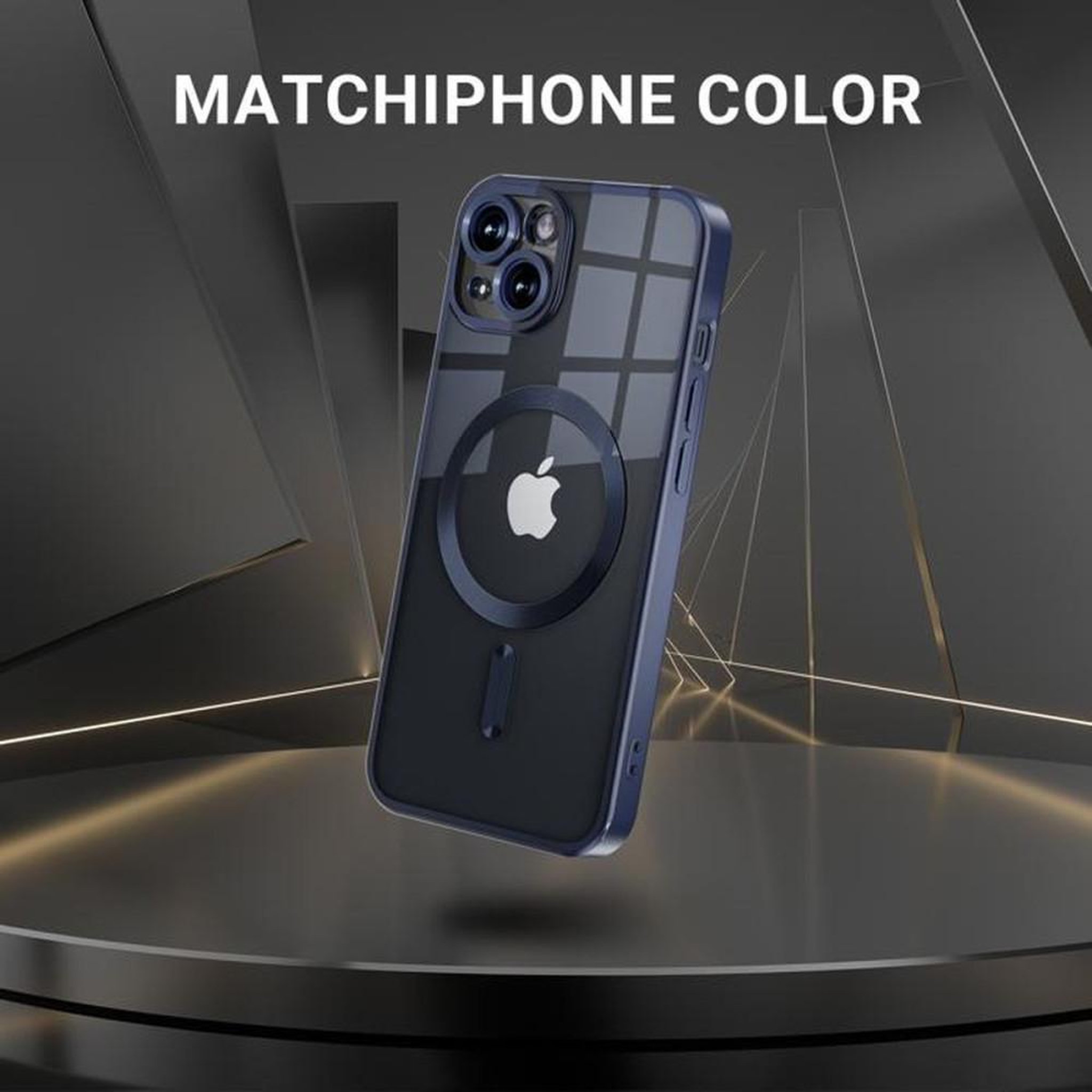 Voir la diapositive 6 : Coque iPhone 14 protection militaire TPU magnétique transparente bleu mate anti-jaunissement UV