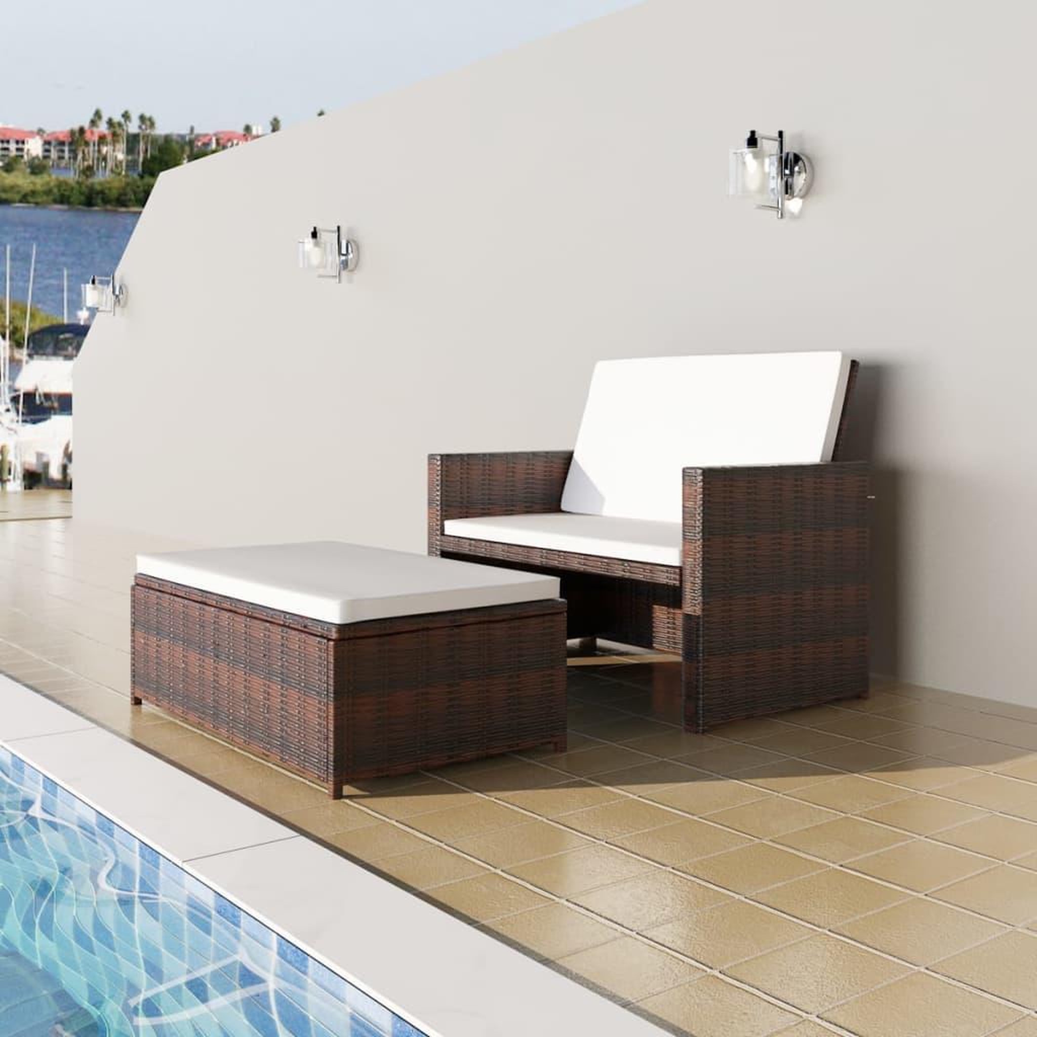 Voir la diapositive 1 : VIDAXL Canape de jardin Resine tressee Marron