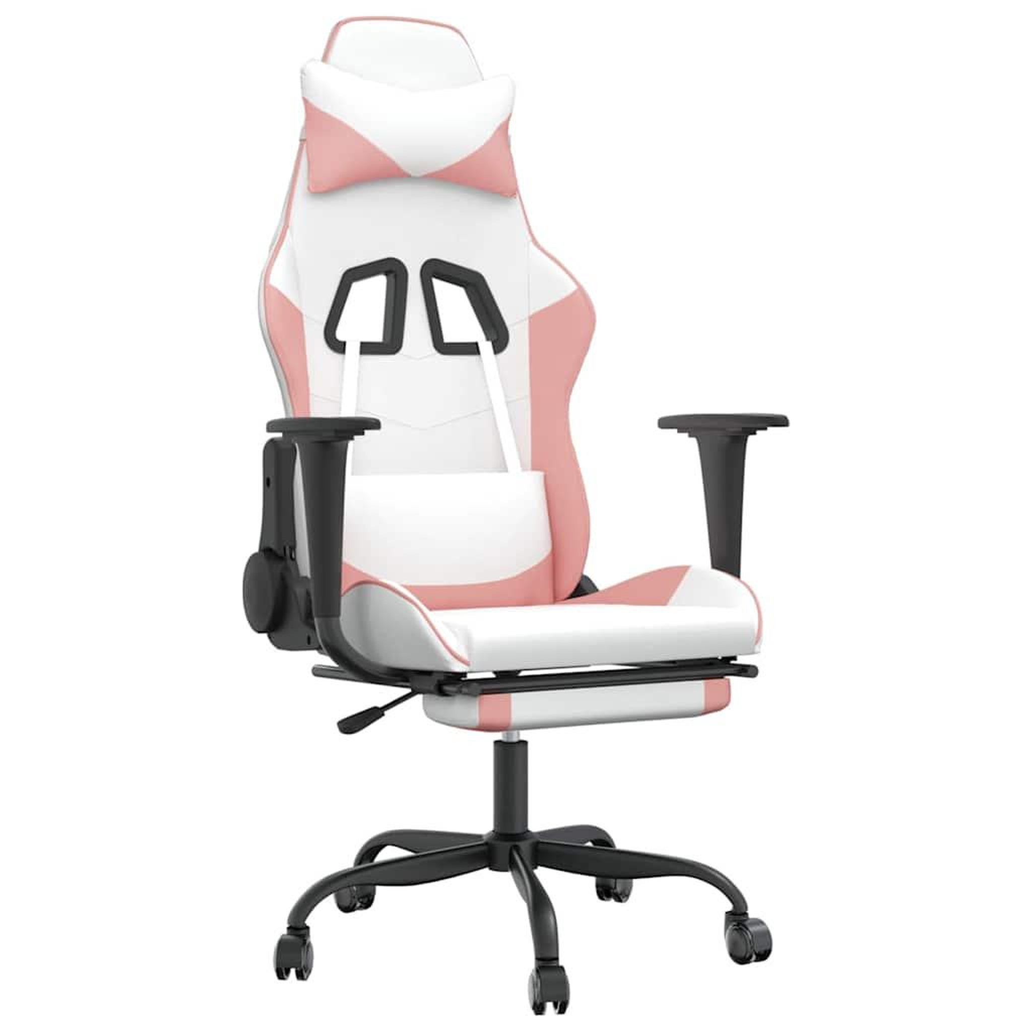 Voir la diapositive 2 : VIDAXL Chaise de jeu de massage avec repose-pied Blanc rose Similicuir