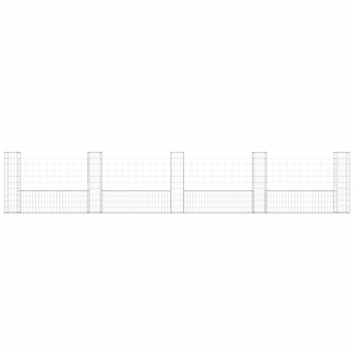 VIDAXL Panier de gabion en forme de U avec 5 poteaux Fer 500x20x100 cm