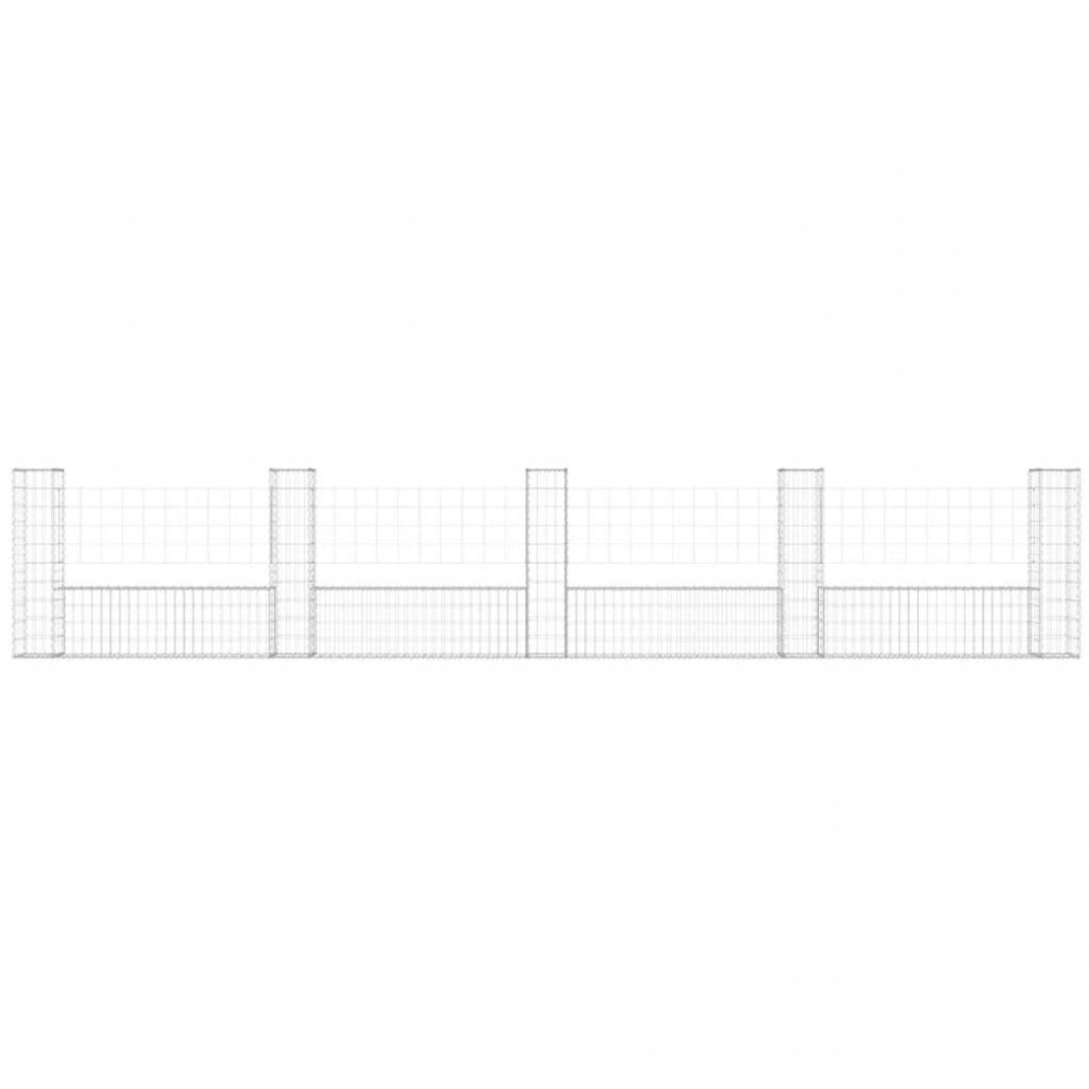 VIDAXL Panier de gabion en forme de U avec 5 poteaux Fer 500x20x100 cm
