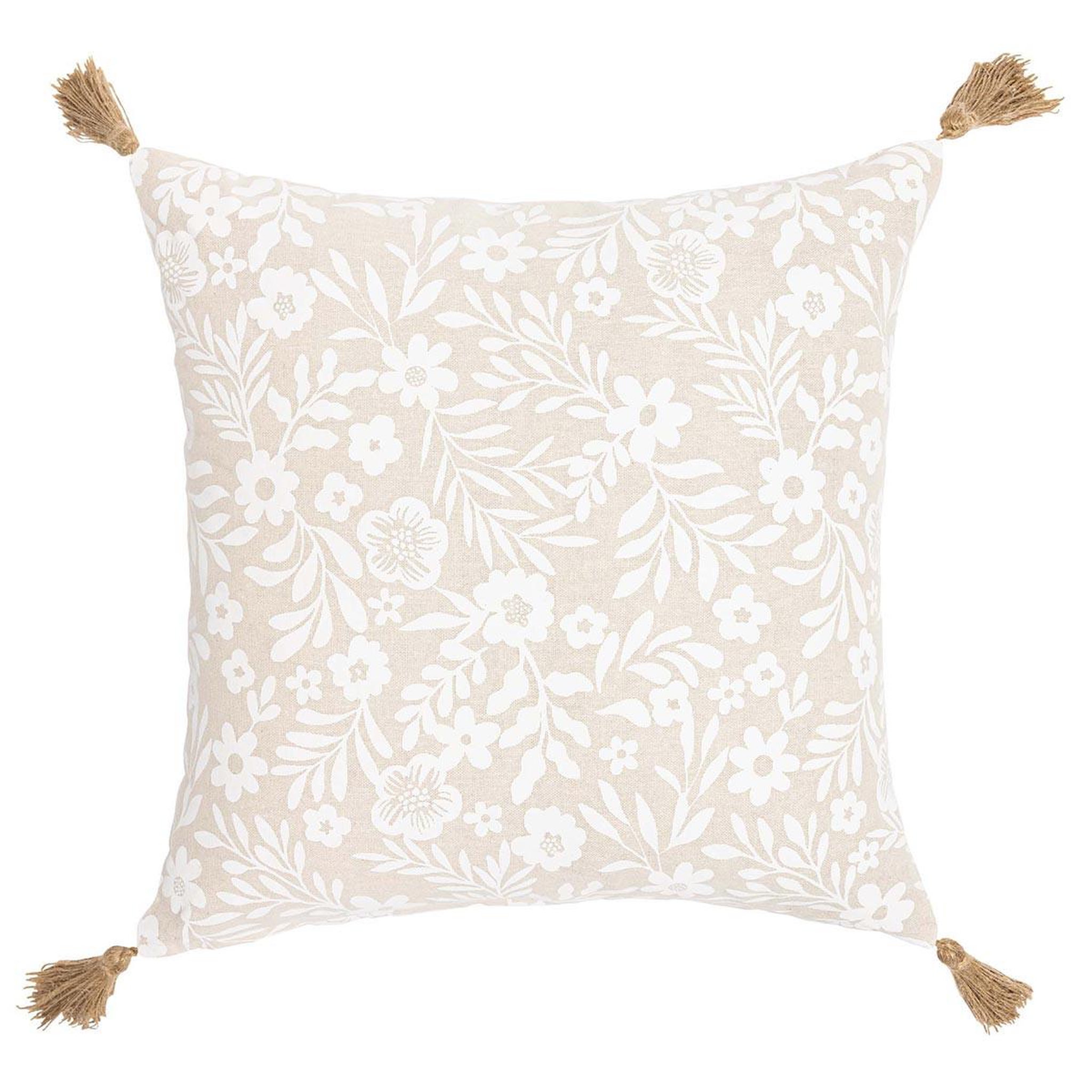 Douceur d'Intérieur Coussin déco à pompons  angie  45x45cm naturel