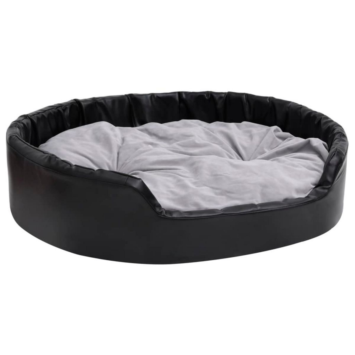 VIDAXL Lit chiens Noir et gris 99x89x21 cm Peluche et similicuir
