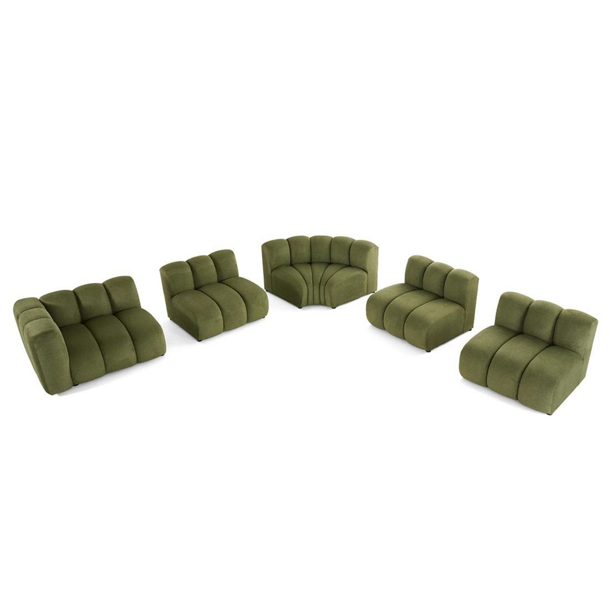 LISA DESIGN Debbie - canapé modulable d'angle droit 5 places en tissu texturé