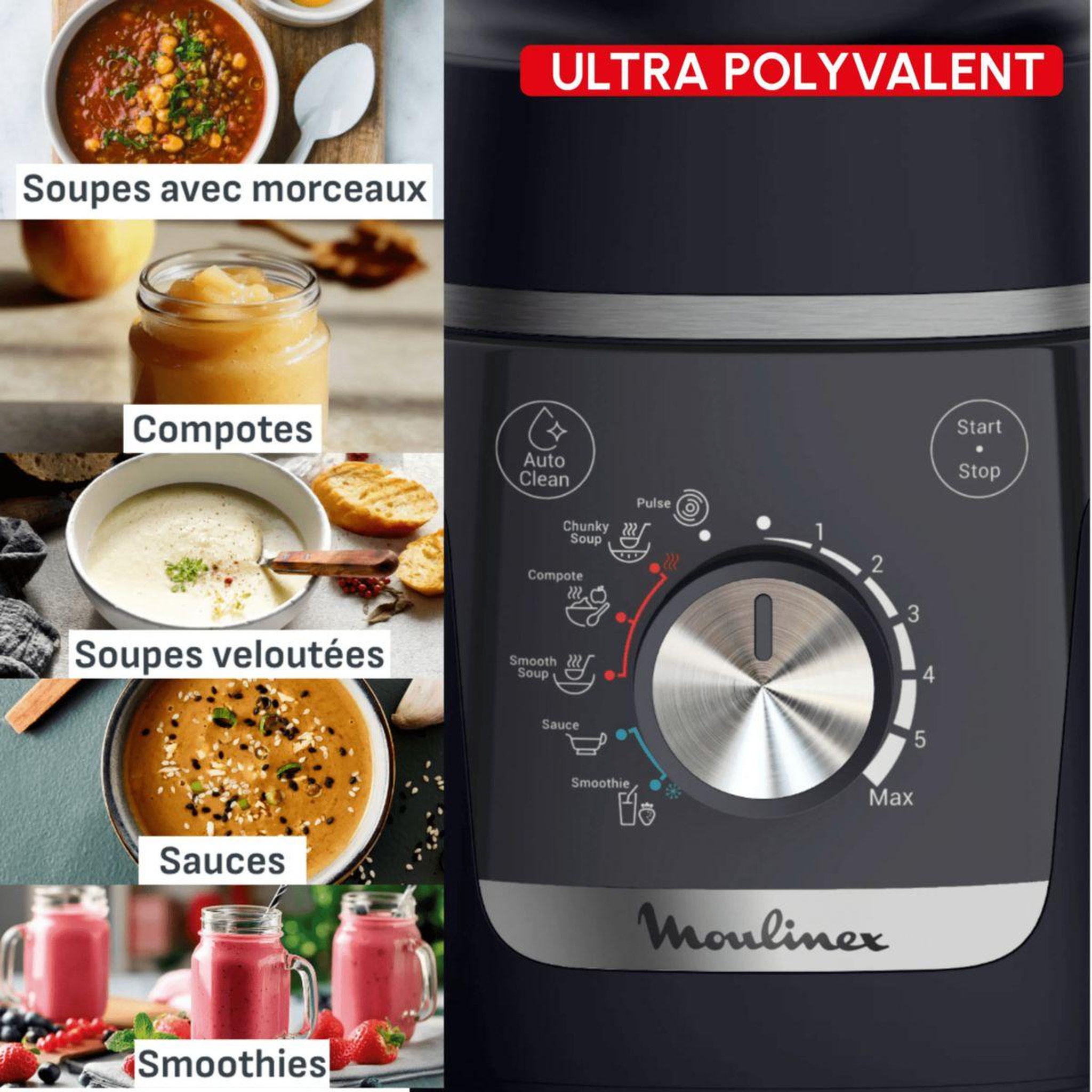 Voir la diapositive 5 : MOULINEX Blender chauffant blendforce lm5768f0 - chaud et froid - bol verre 1.75l