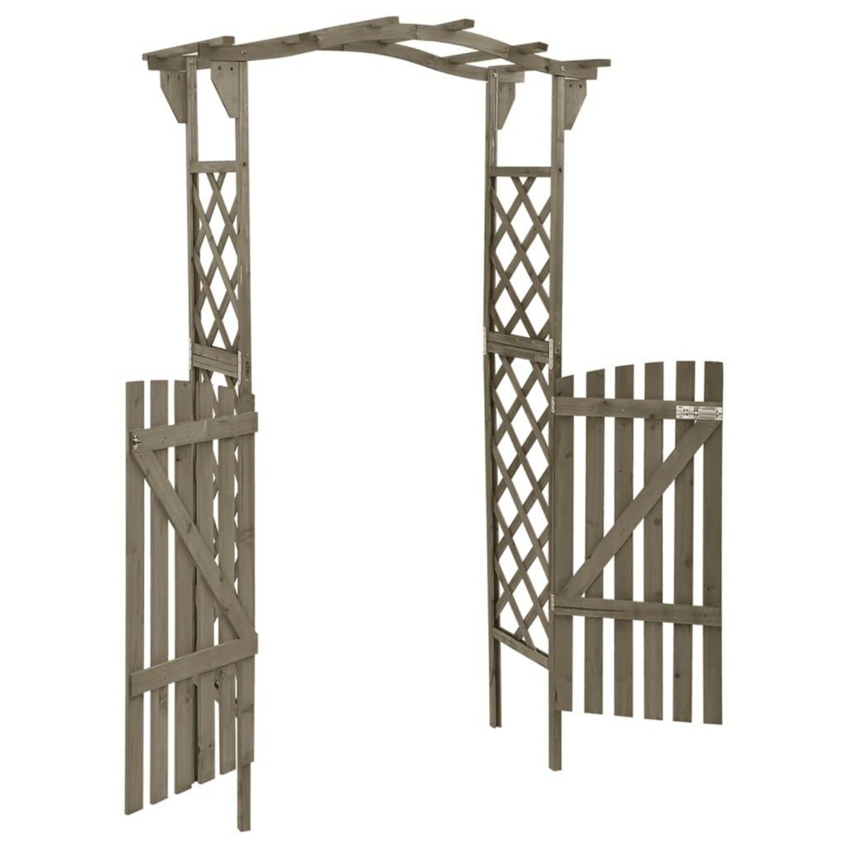 VIDAXL Pergola avec portail 116x40x204 cm Gris Bois de sapin massif