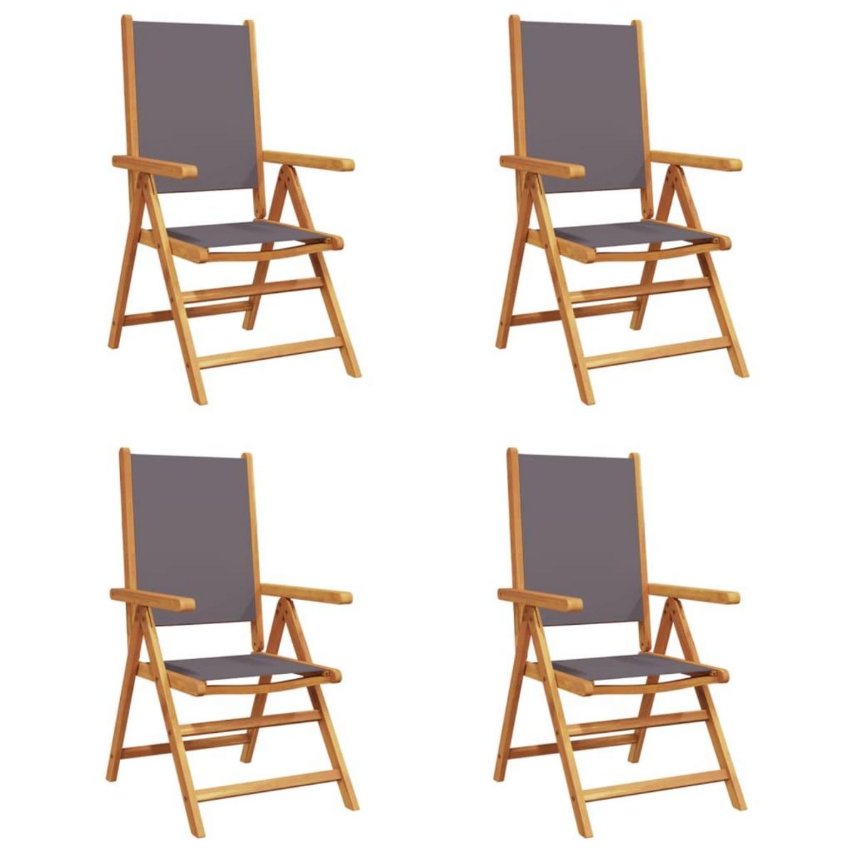 VIDAXL Chaises inclinables de jardin lot de 4 tissu et bois massif