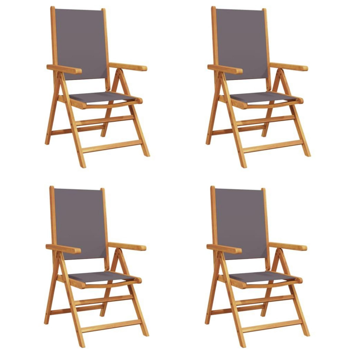 VIDAXL Chaises inclinables de jardin lot de 4 tissu et bois massif